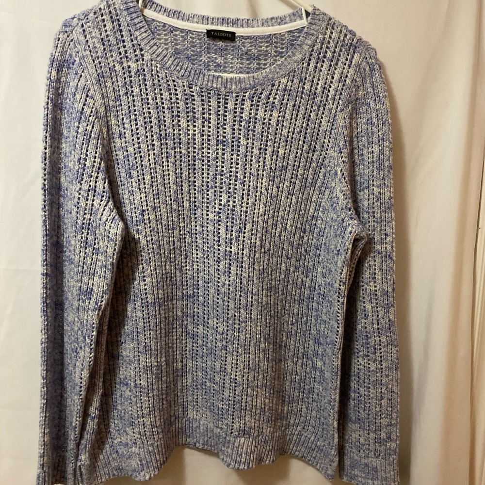 Talbots Blue and White Textured Sweater